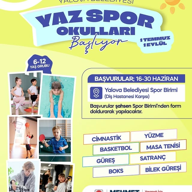 Yalova Belediyesi Yaz Spor Okulları