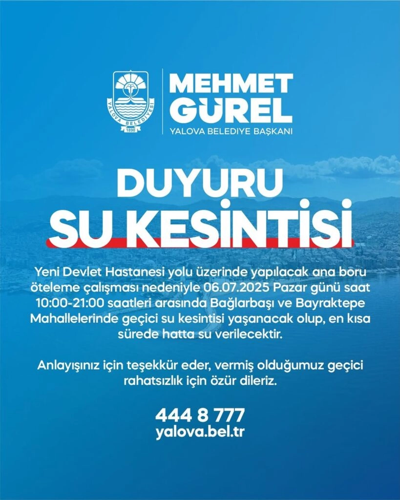 Yalova su kesintisi haber görseli
